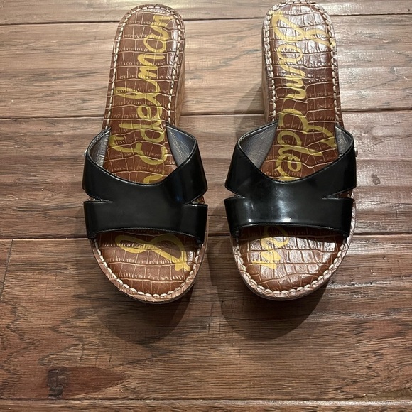 Sam Edelman Black Patent Leather Wedges - Picture 1 of 6